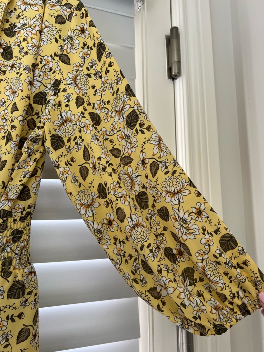 Max Studio Yellow Floral V-Neck Tie-Waist Top - Picture 5 of 7